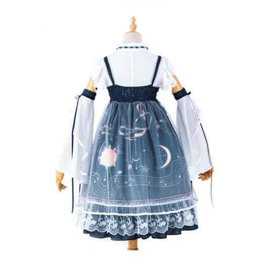 

Chinese style lolita dress vintage lace bowknot cute printing kawaii dress high waist victorian dress gothic lolita jsk cosplay