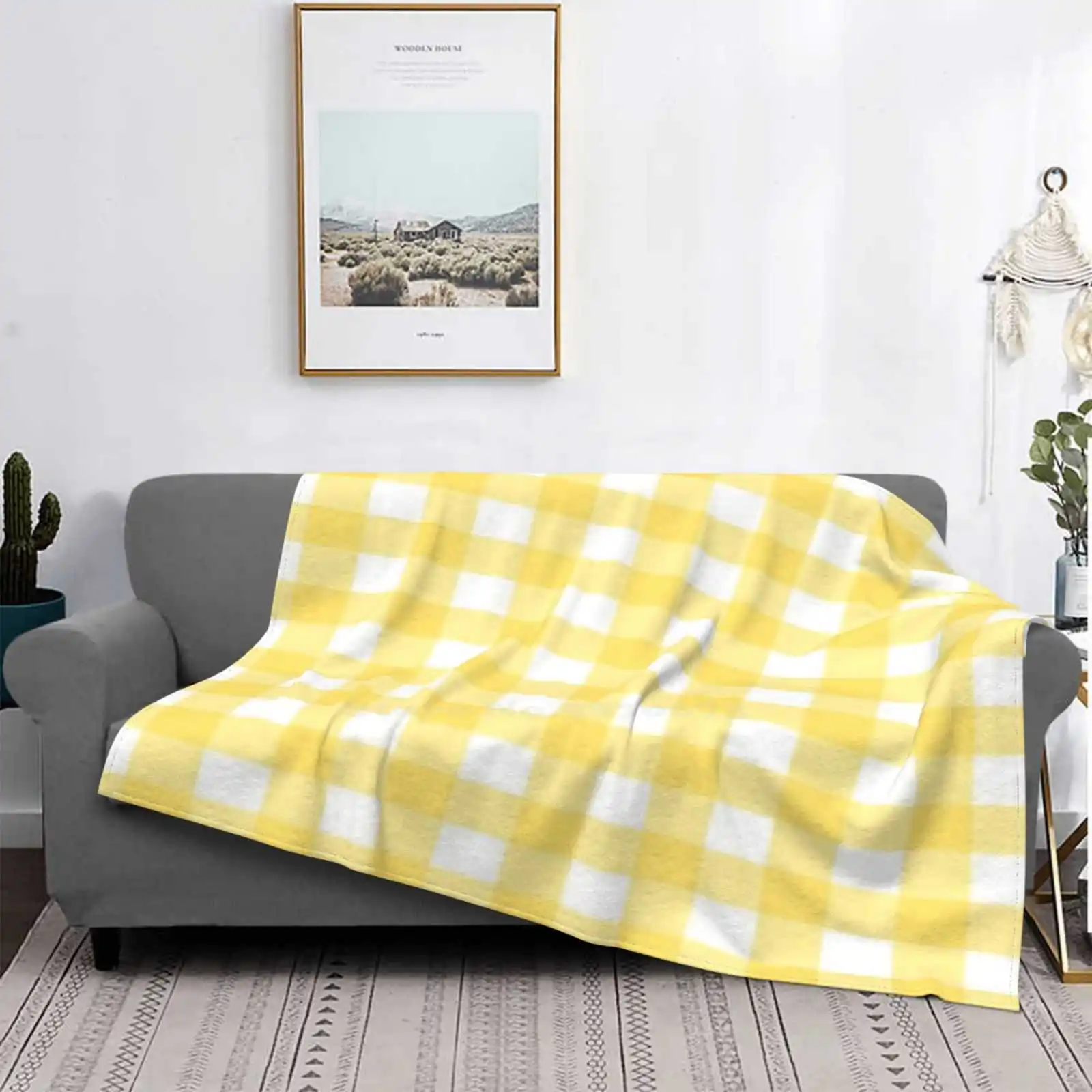 

Yellow Plaid Air Conditioning Blanket Soft Throw Blanket Artsy Teenager Teen Girls Brand Vsco Phone Pattern Background Case