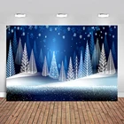 Фоны для фотосъемки Mehofoto, голубые снежинки, Зимняя Страна Чудес, сосновый лес, снежные Рождественские фоны для фотосъемки