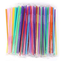 300pcs 10 2 inch colorful plastic drinking straws individually packaged disposable extra long flexible straws
