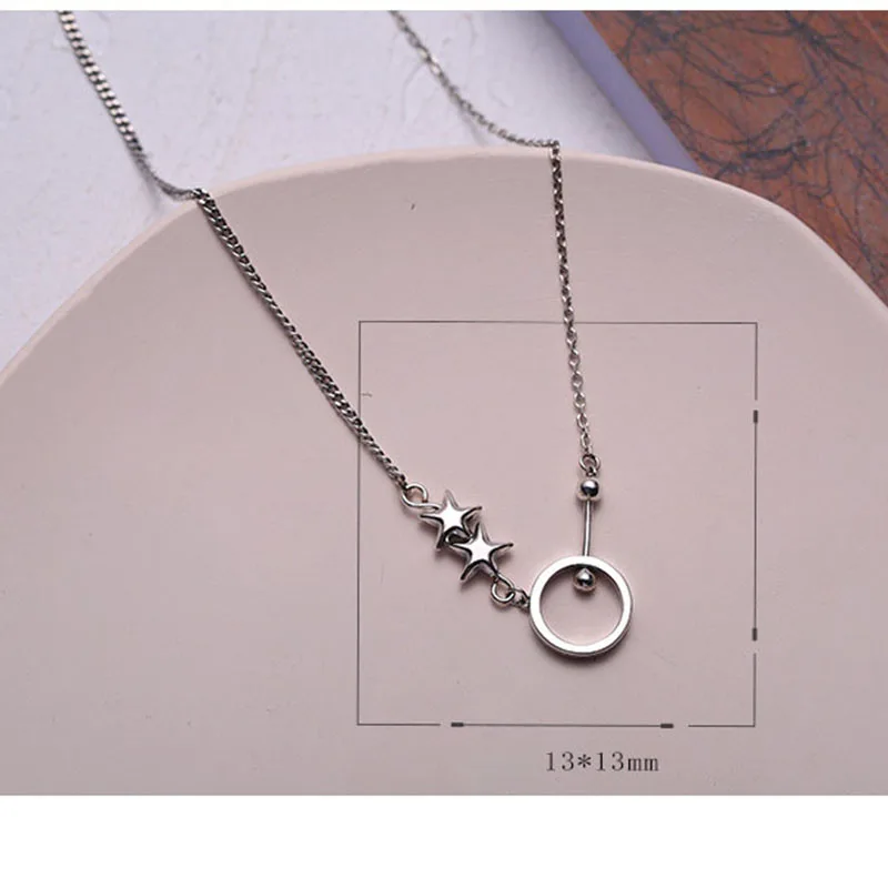 Ожерелье женское из серебра 925 пробы с круглой подвеской в виде звезды | Украшения