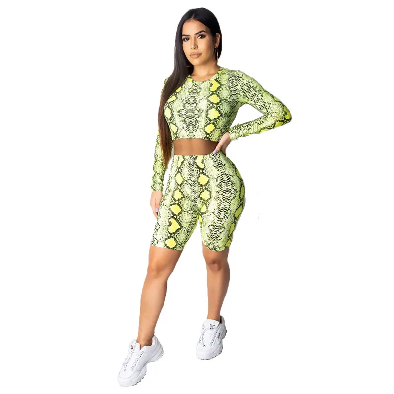 

Spring women's fashion printed long-sleeved shorts set sexy nightclub set