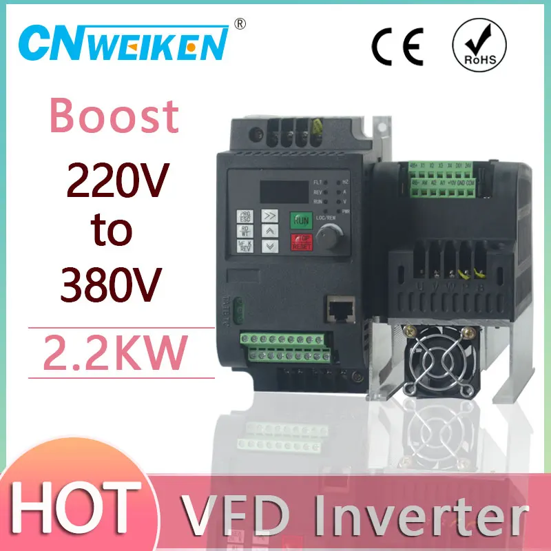 

CNC 220V to 380V 2.2kw VFD CNC Spindle motor driver speed controller Variable Frequency Drive VFD Inverter 1HP input 3HP output