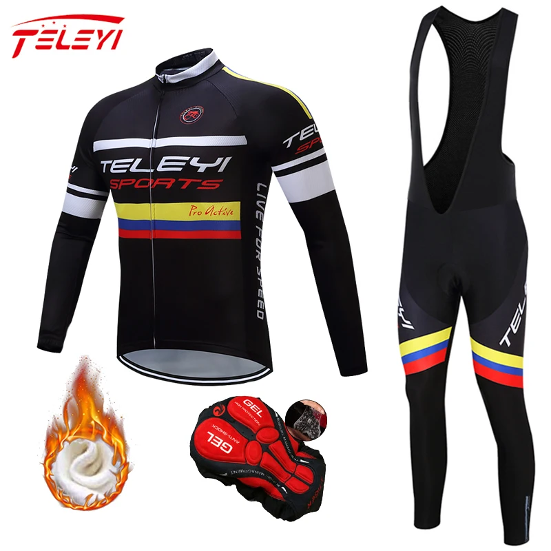 

Teleyi Winter Thermal Cycling Clothing Pro Long Sleeve Cycling Jersey Set Ropa Ciclismo MTB Bike Maillot Bike Uniform