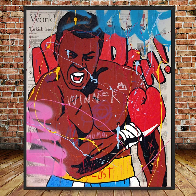 

Graffiti Art Boxing King Victory Gesture Canvas Painting Street Wall Posters And Prints On Wall Art Pictures For Kids Room Home