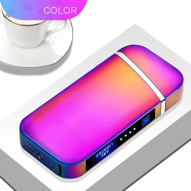 color ice Многоцветная крестообразная дуговая зажигалка с сенсорным экраном Индукционная USB портативная зарядка Ветрозащитный подарок выбор - Цвет: color ice