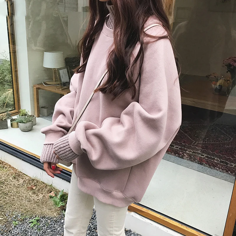 Женские толстовки плотная бархатная теплая однотонная водолазка Женская