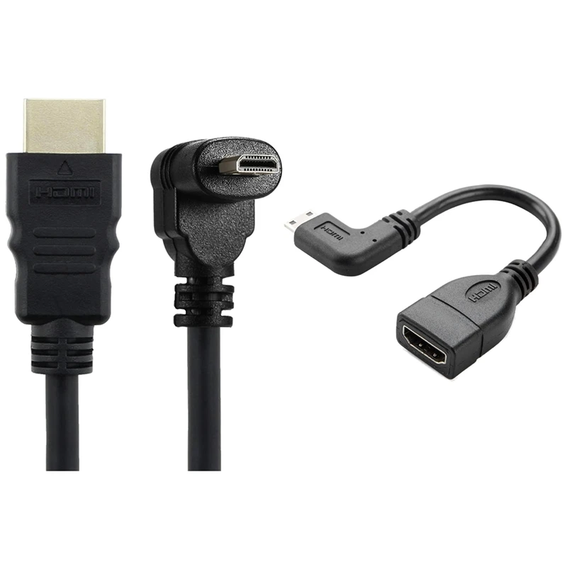 

1 шт. 30 см Micro-HDMI Прямоугольный штекер-HDMI штекер и 1 шт. Mini HDMI-HDMI кабель 90 градусов прямоугольный Mini HDMI