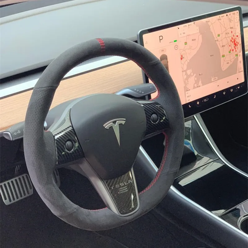 Чехол на руль колеса из нержавеющей стали для Tesla Model Y 3 отделка узором