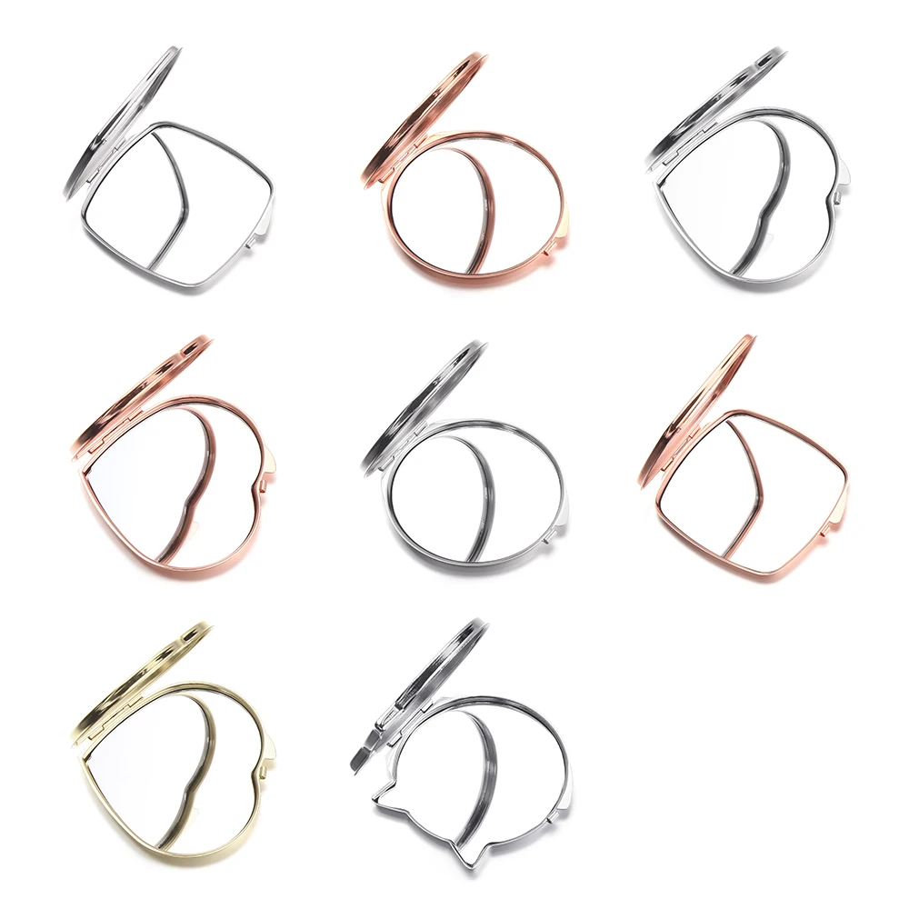 1 шт. Новое модное портативное металлическое розовое золото компактное зеркальце