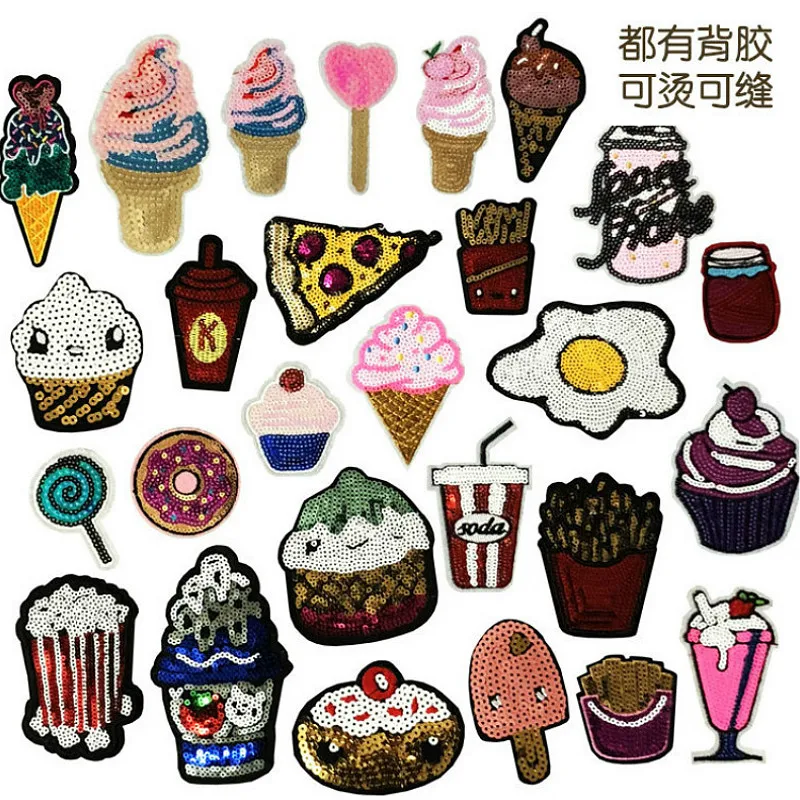 1 шт. мерцающие пищевые закуски нашивки вышивка ручного шитья и железа на