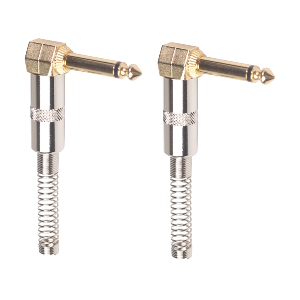 

2Pieces L Shape 1/4'' 6.35mm Mono DIY Jack Plug for Guitar Mic Audio