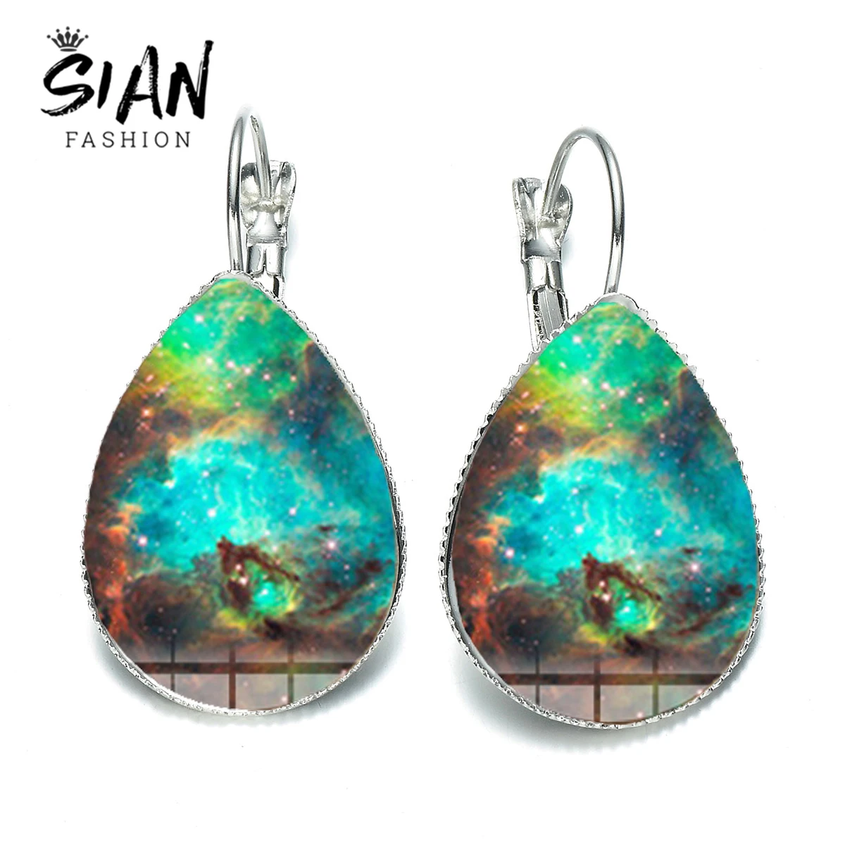 Азиатских Galaxy Туманность Капли серьги Романтический пространство стекло