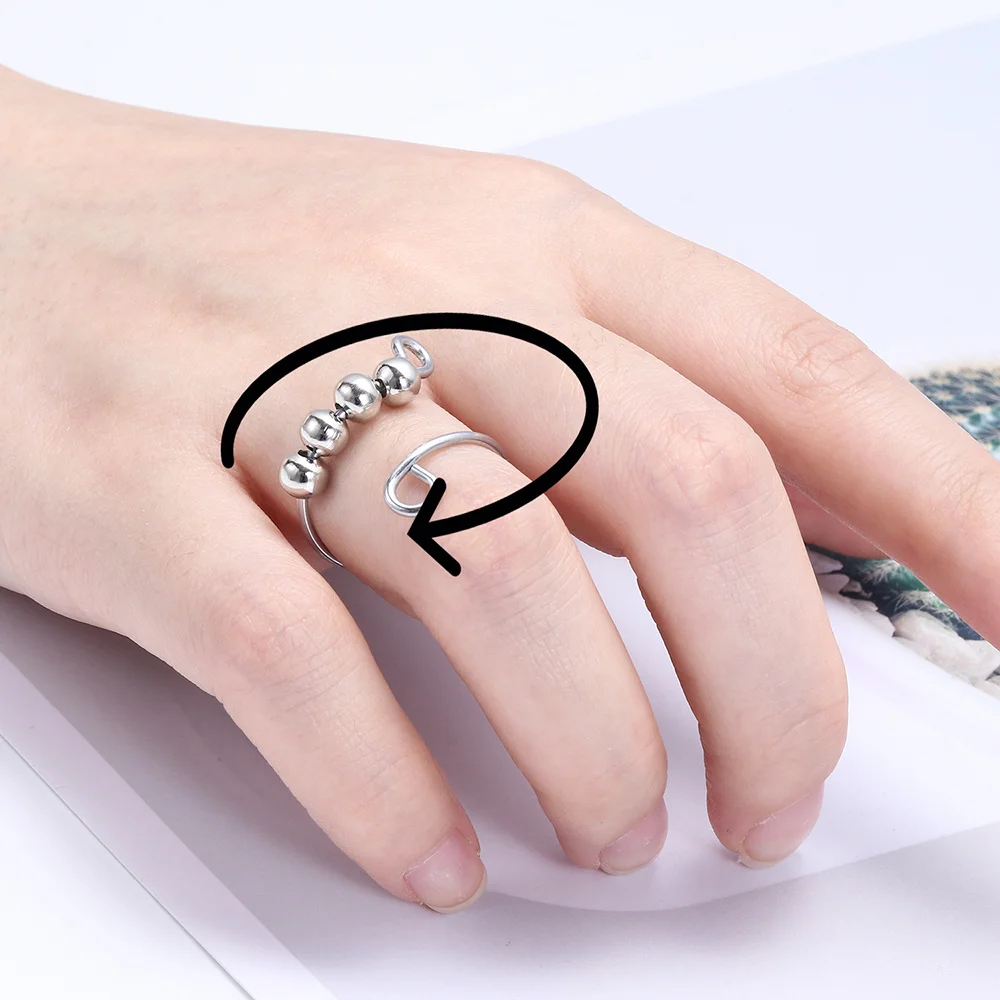 

Anxiety Ring Fidget Ring Spinner Single Coil Spiral Fidget Ring Kralen Free Spinning Anti Stress Fear Ring Toys for Girls Women