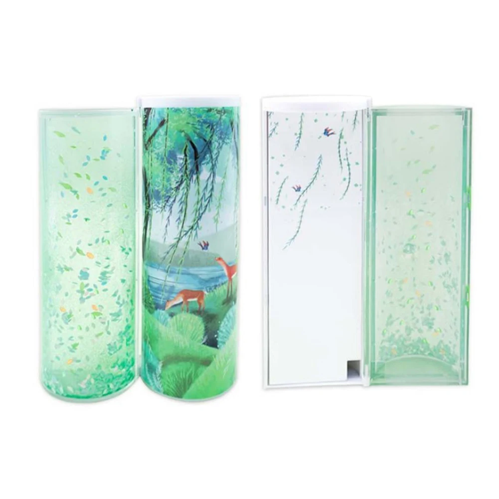 

Женская коробка для канцелярских принадлежностей, полупрозрачный многофункциональный чехол, цилиндрическая ручка, школьный держатель для...