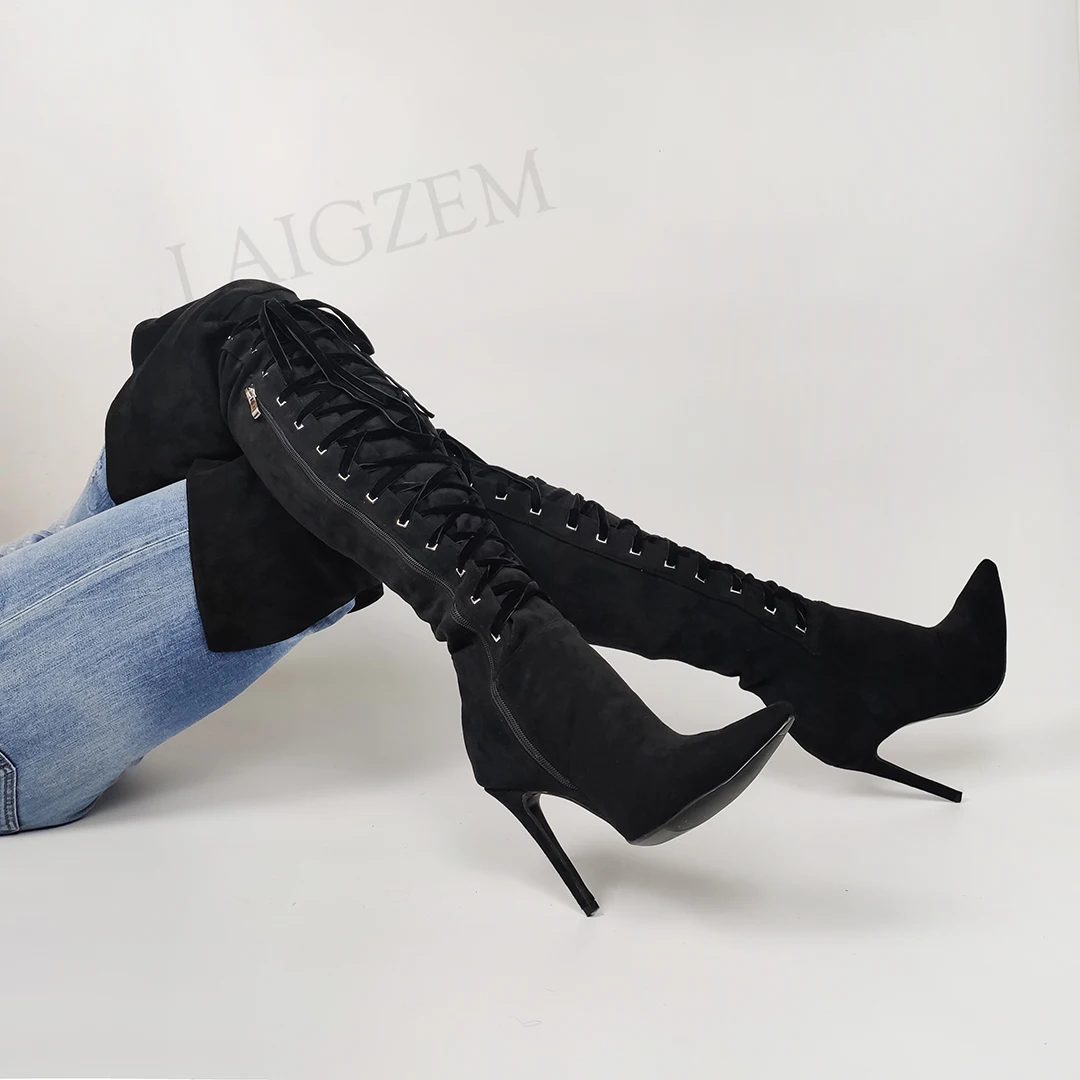 Сапоги женские замшевые выше колена на молнии сбоку большие размеры 42 43 44 45 47 |