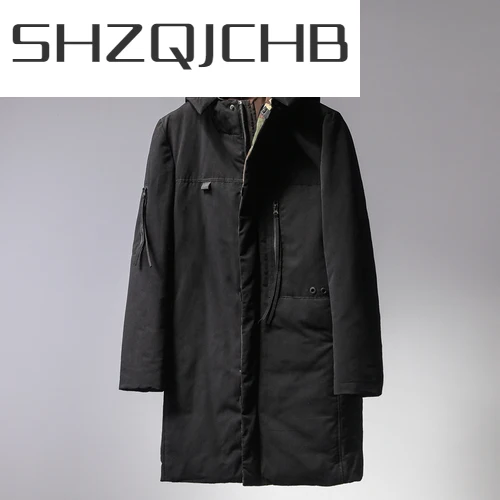 

SHZQ Длинная зимняя куртка с капюшоном мужская одежда 2021 повседневное камуфляжное пальто Мужская парка на утином пуху Jaquetas Masculina Inverno LW1084