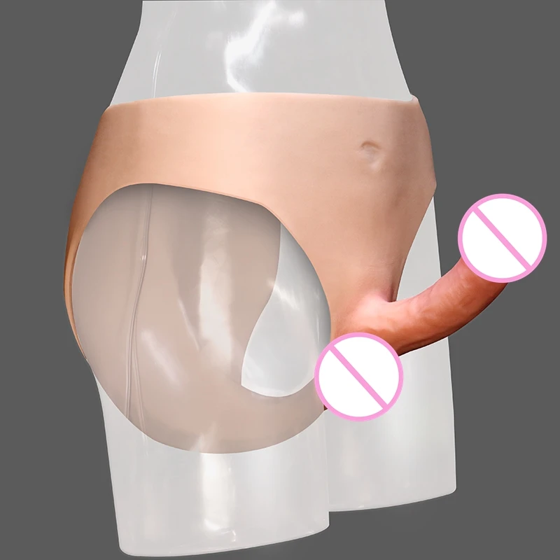 Силиконовые пустотелые страпон трусы с фаллоимитатором реалистичный ремешок на