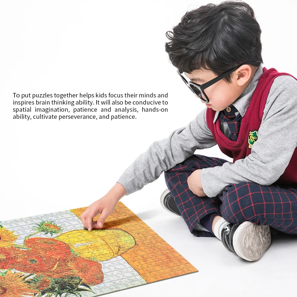 

1000 pieces Paper Jigsaw Sunflower Puzzle Famous Painting Puzzles For Home Office Decoration Adults Kid Education Toy Puzzle