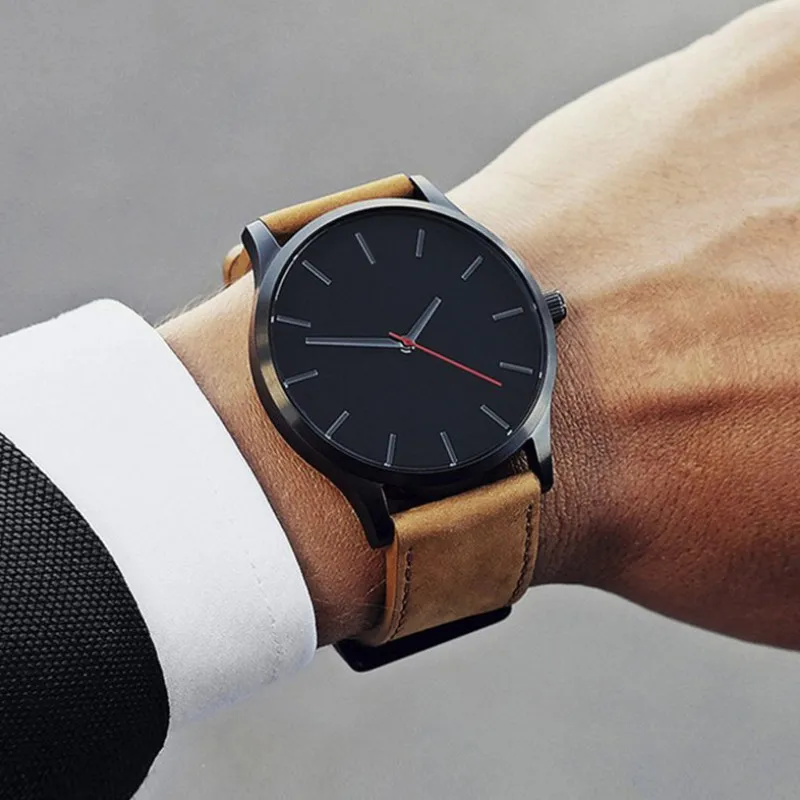 

Women Casual Wrist Watch 2021 Men's Large Dial Simple Frosted Leather Band Watches Christmas Gift