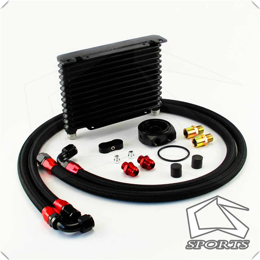 

Universal 13 Row AN10 Oil Cooler 260x175x32mm Kit For track / project / race Black