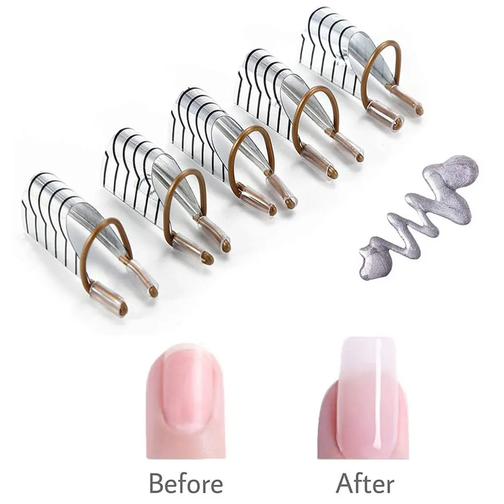 

5pcs Nail Forms Reusable Acrylic Holder Nail Art Extension Guide Tray Acrylic French Forms DIY Nail Art Form Manicure Tools