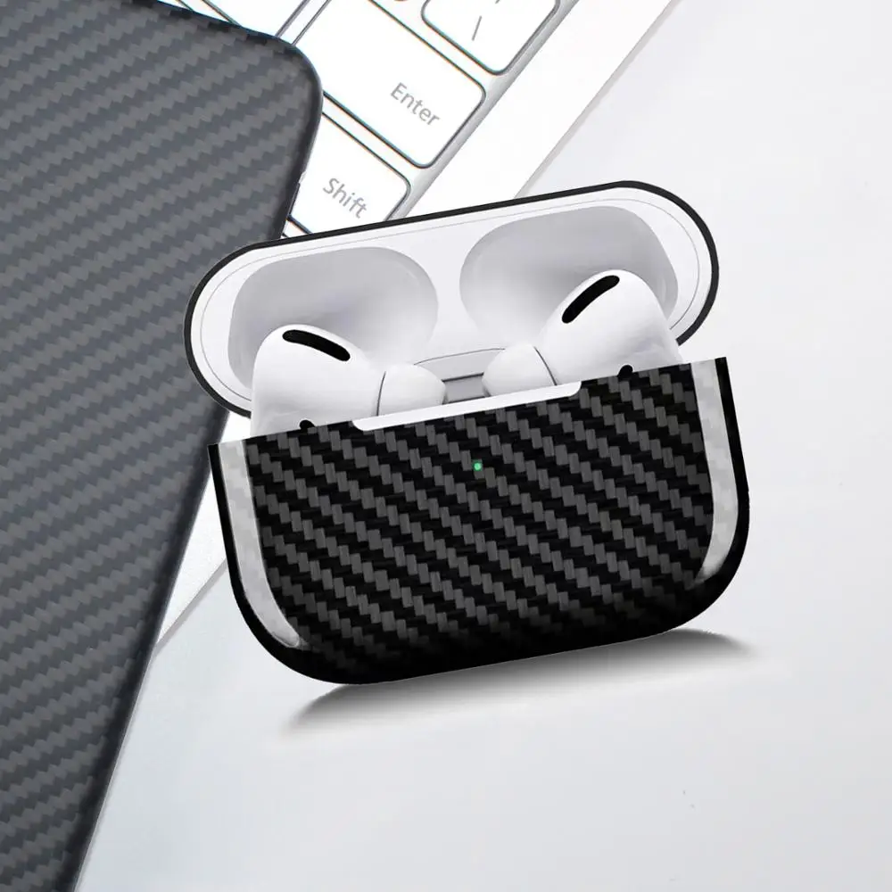 Smooth Black Настоящее углеродное волокно тонкий 0,6 мм Thiness Fit защитный чехол для Apple AirPod Pro - Цвет: Smooth Black