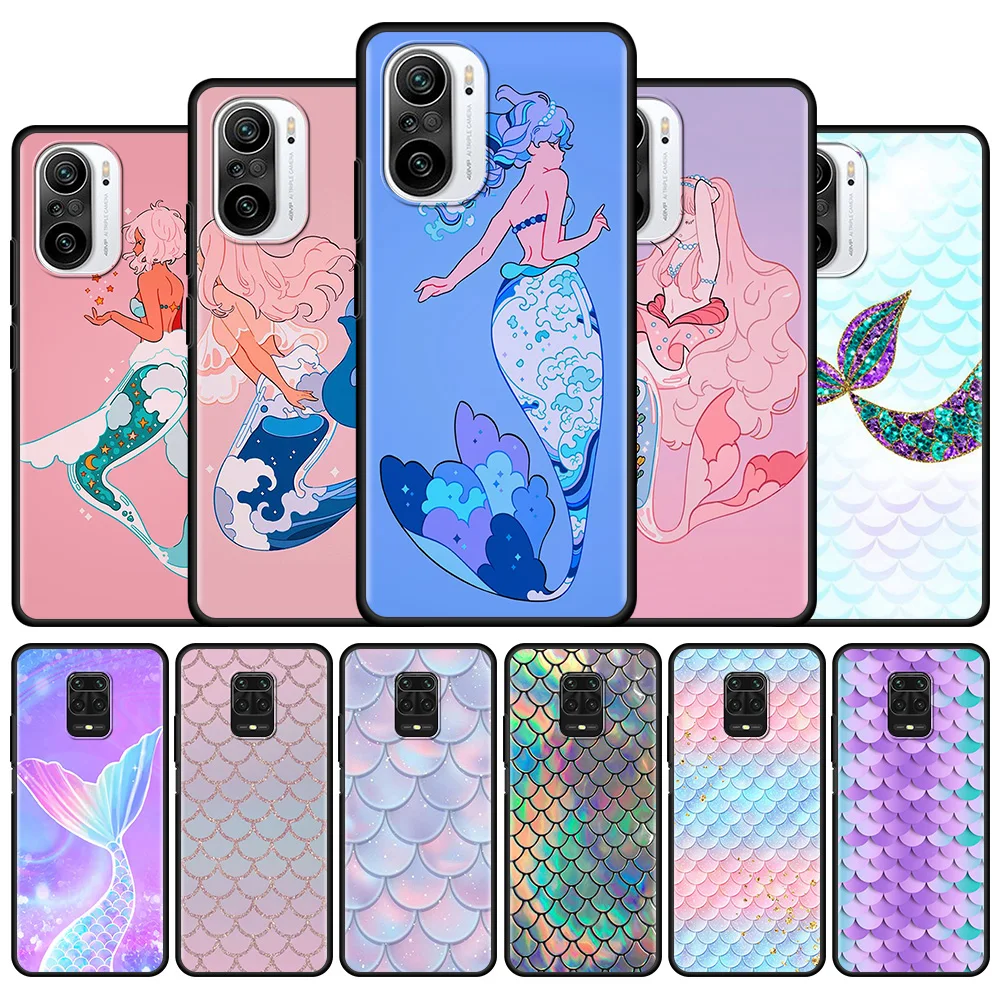 

Mermaid Fish Chic Silicone Phone Case For Xiaomi Redmi Note 9S 9 4G 8 Pro 7 8T 10 9S 7A K40 8A 6A 9T 6 K30 Soft Cover Bag