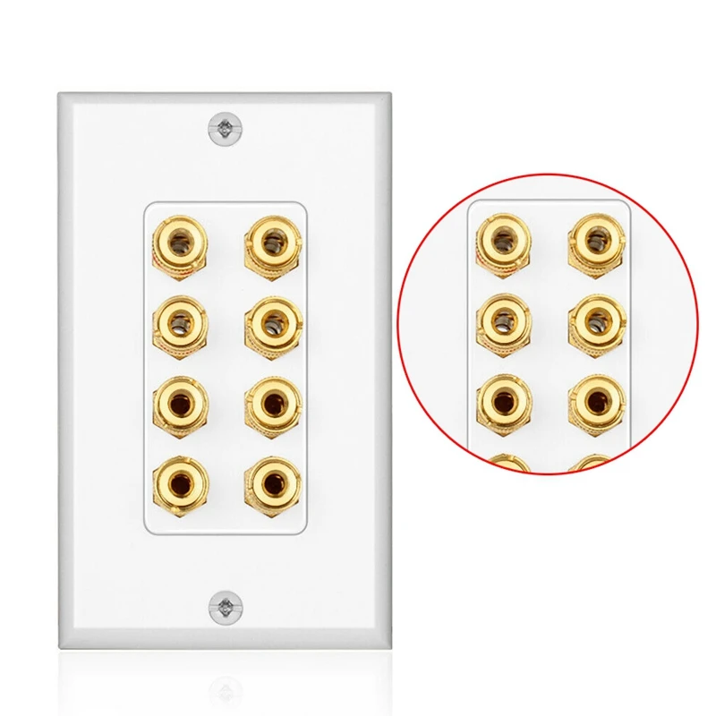 

8 Posts Speaker Wall Plate Home Theater Wall Plate o Panel for 4 Speakers