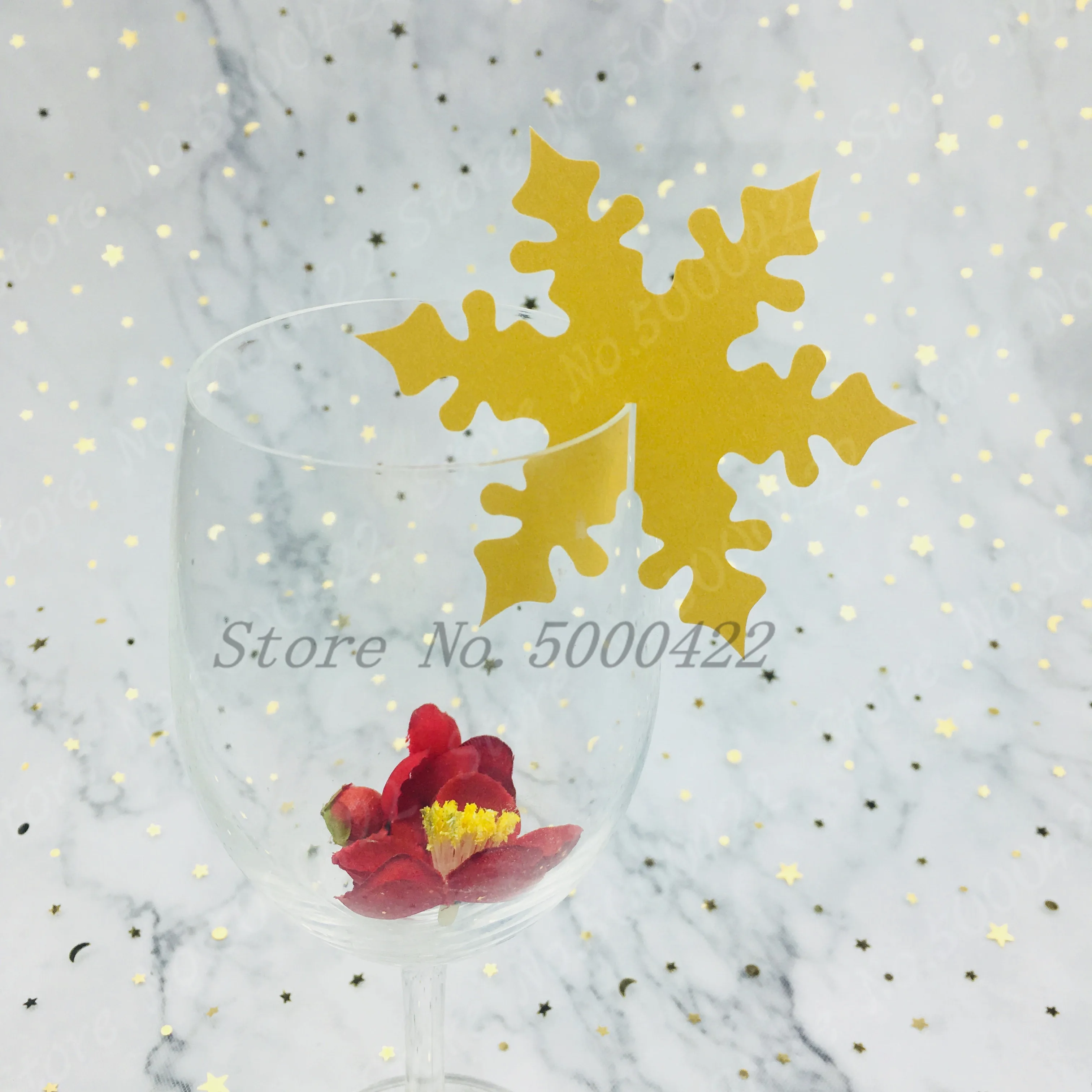 50 шт. Снежинка имя карты Рождественская лазерная резка стол знак вина стекло Имя