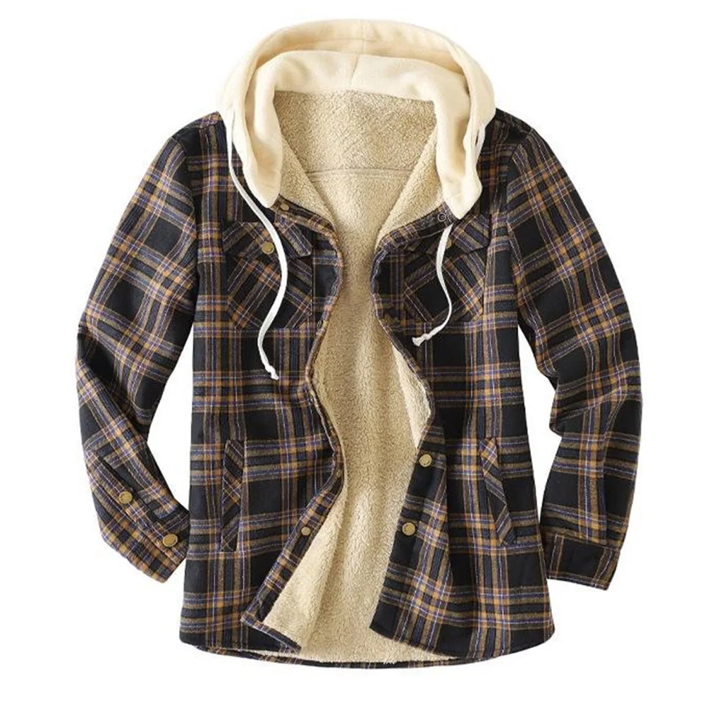 

Hooded Print Plaid Fall Men Straight Jacket Casual Coat Autumn Winter Male Outerwear Fashion Clothing 3xl Loose Daily Streetwear