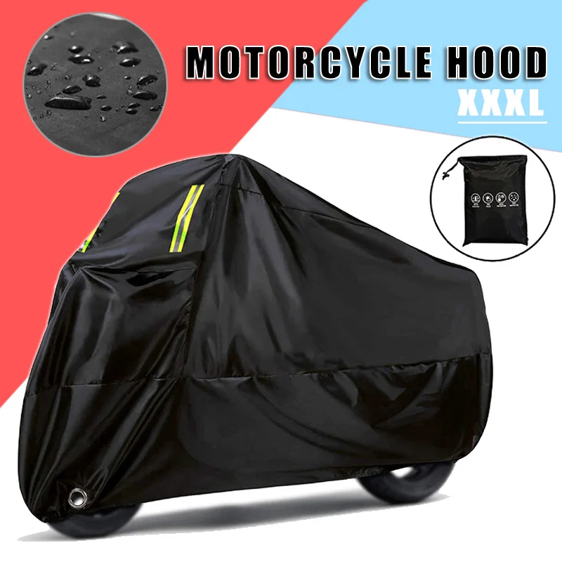 

Mayitr 1pc XXXL Black Nylon Oxford Motorcycle Cover Waterproof Dustproof For Winter Outside Storage Snowproof Sunproof Parts