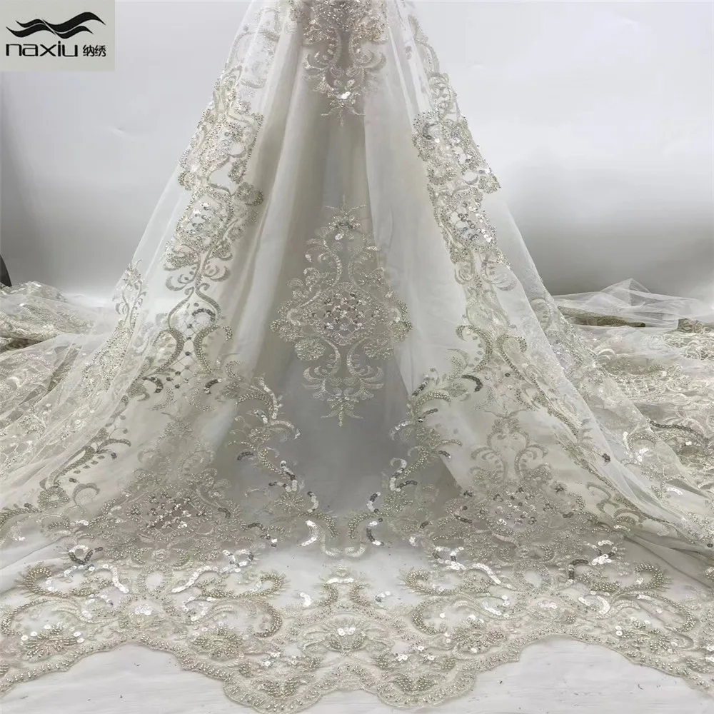 

Madison French Nigerian Handmade Beaded Tulle Lace Fabric 2021 High Quality Lace African Lace Fabric For Wedding Sewing