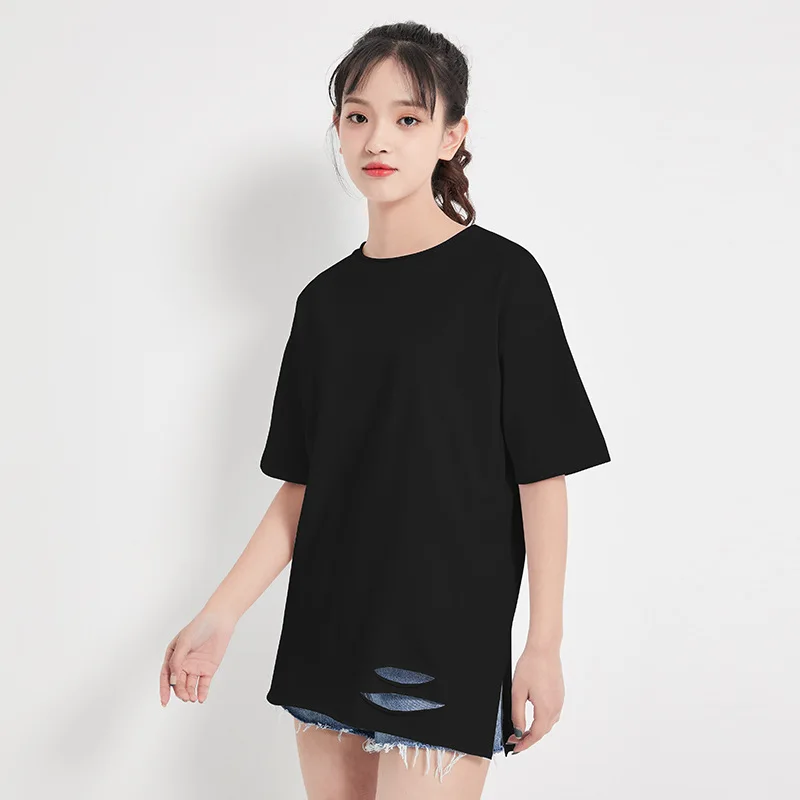 

Женская хлопковая Футболка с круглым вырезом и коротким рукавом