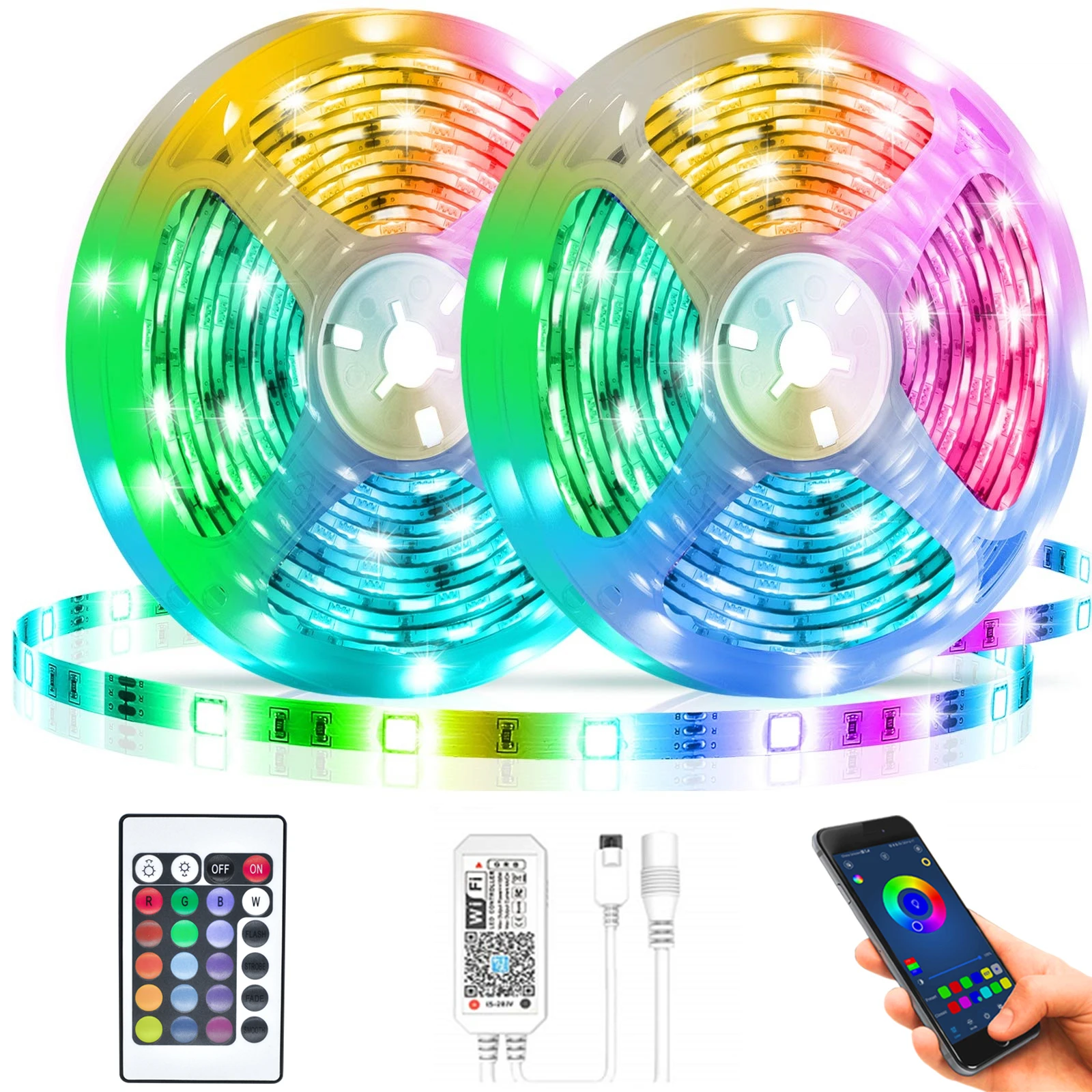 

LED Lights 16.4 Ft Ahout 5M Smart Wifi 24-Key Afstandsbediening Eenvoudig Te Installeren Geschikt Voor Familie Kamer Decoratie