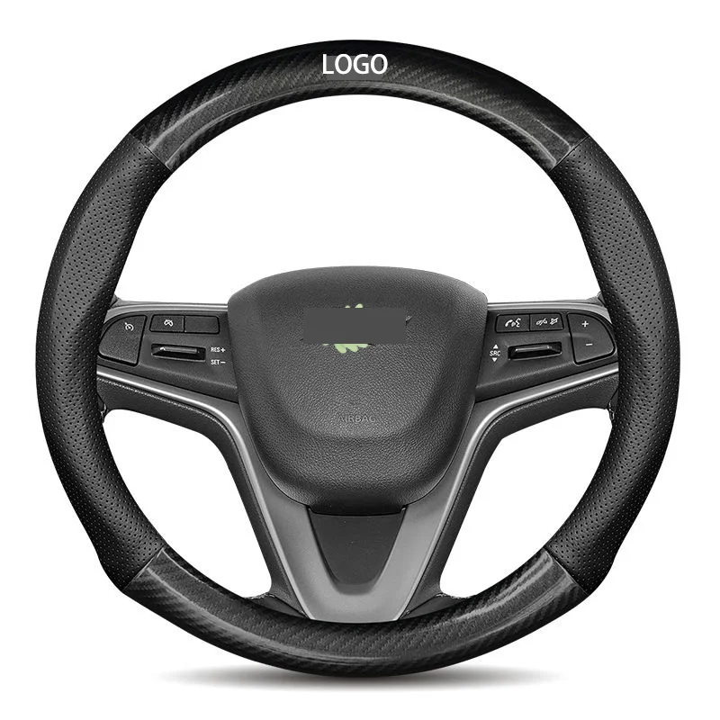 

Fit Chevrolet 98% Car Models Universal cover for all seasons 3D Logo Carbon Fiber Cow Leather Car Steering Wheel Cover