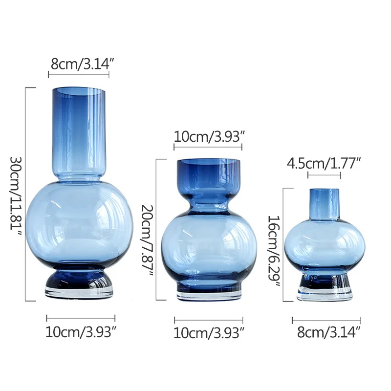 

Nordic Blue & Green Glass Flower Vase Home Decoration Flower Vase Plant Holder Desk Decoration Hydroponics Office Decor Figurine