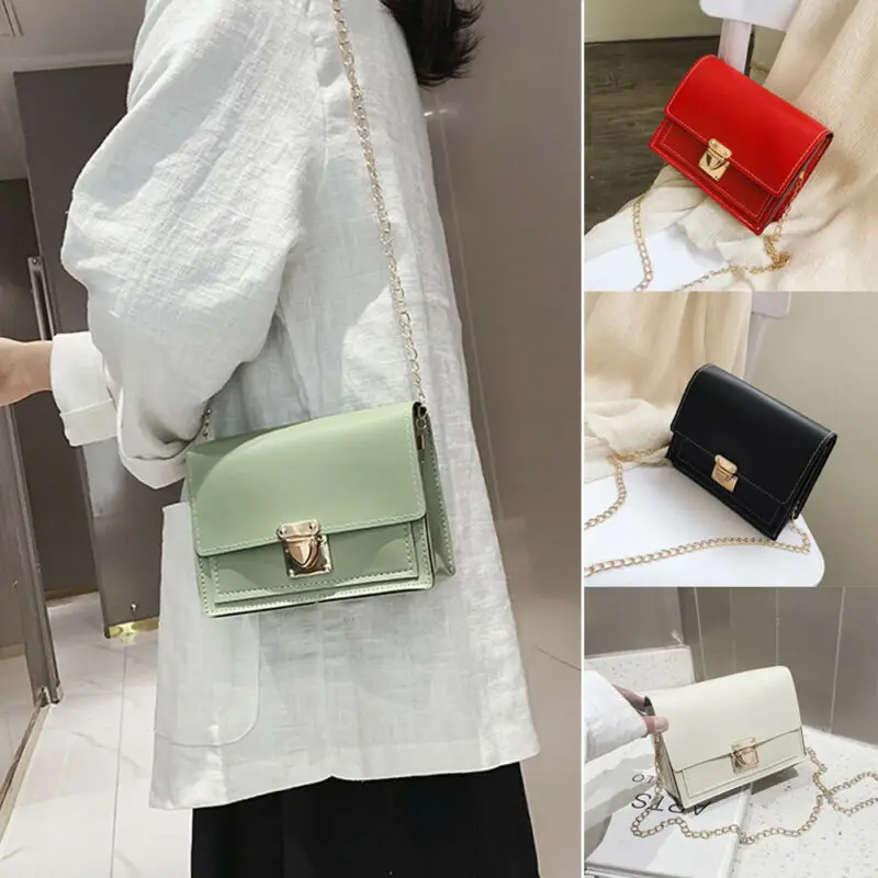 Women's PU leather shoulder bag fashion solid Messenger portable mini handbag purse | Багаж и сумки