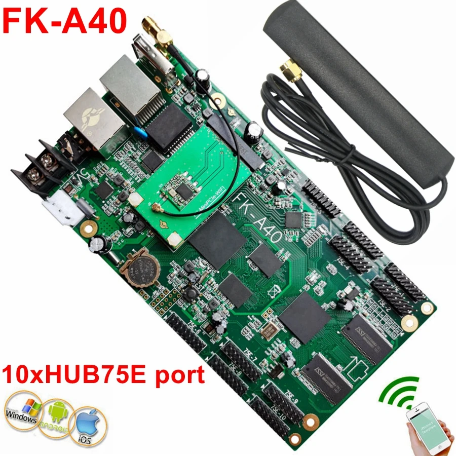 FK A40 Wifi Full Цвет светодиодный Управление карта сети и USB асинхронный 10 * hub75 Порты P2