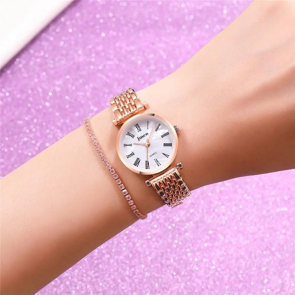 Часы из нержавеющей стали цвета розового золота женские часы топ бренд Роскошные