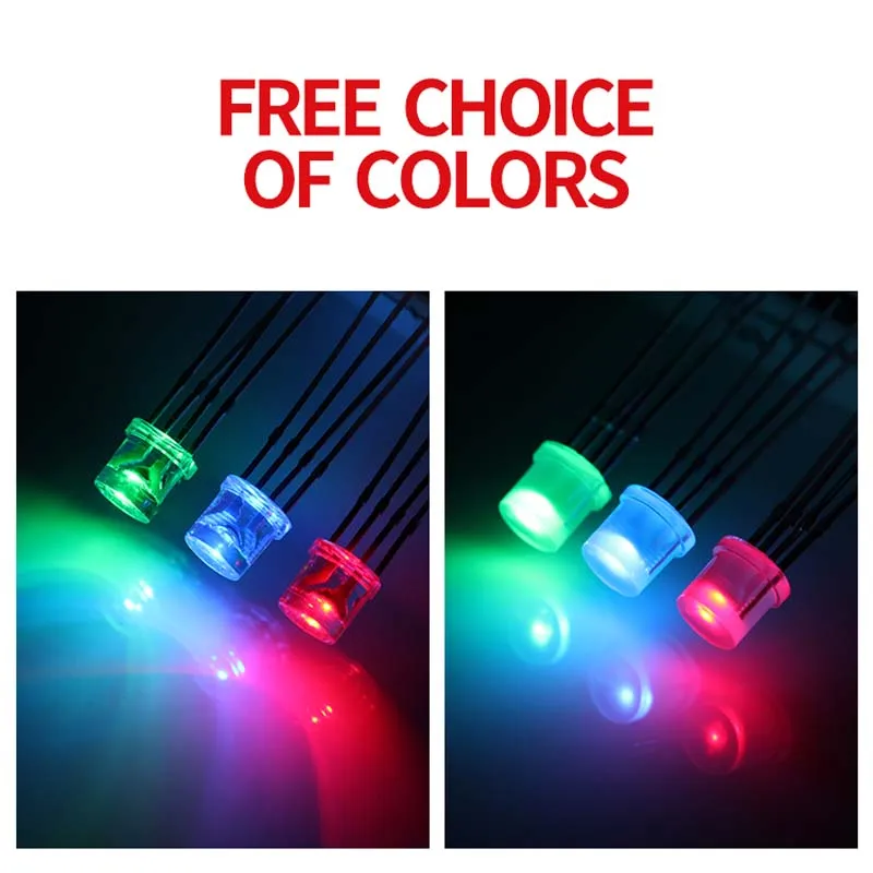 1000 шт плоский Топ 5 мм RGB светодиодный прозрачный/рассеянный 4-контактный многоцветный DIP красный синий зеленый полноцветный диод от AliExpress RU&CIS NEW