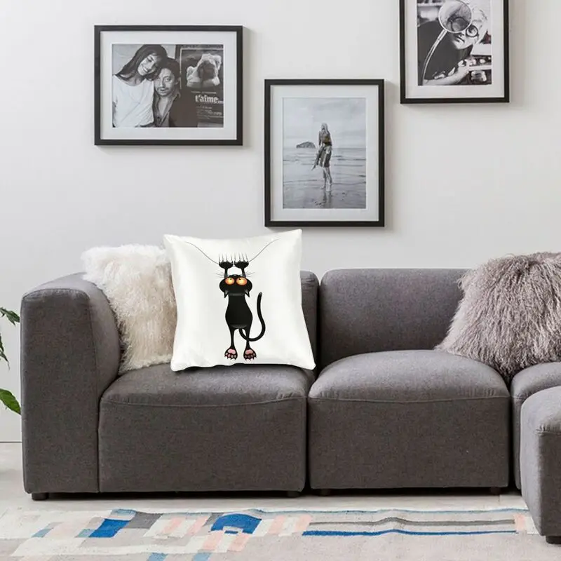 

Black Cat Hanging Pillow Cover Decoration Animal Cartoon Meow Cushion Cover Throw Pillow for Living Room Double-sided Printing