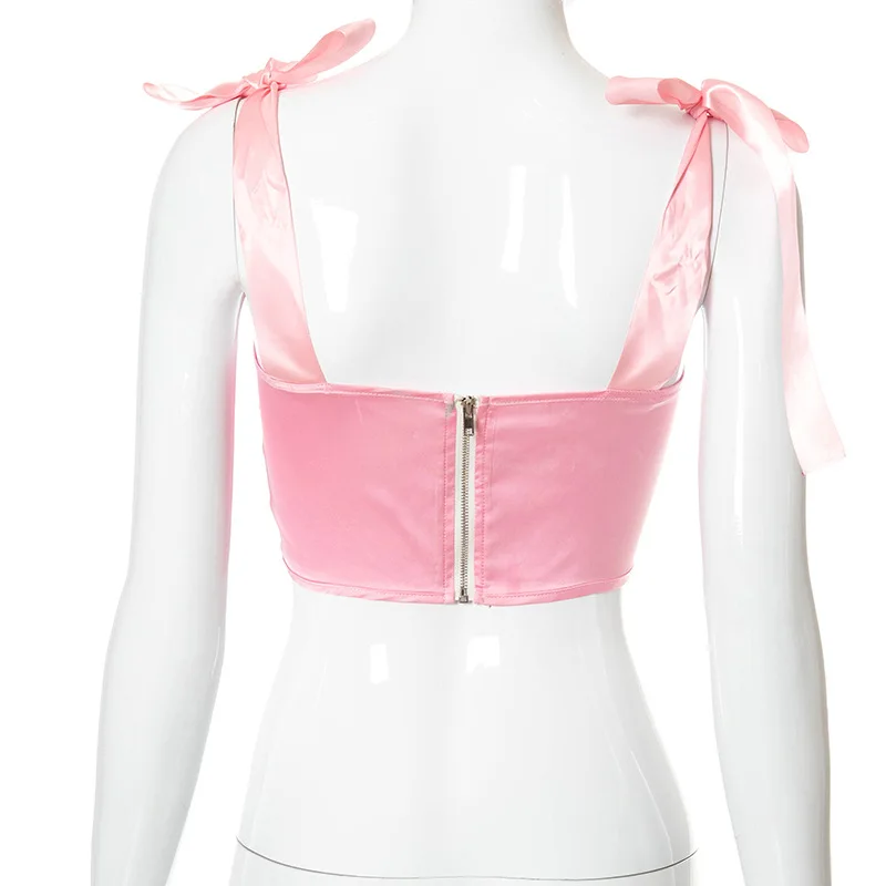 

2021 Irregularity Lace Up All Match Tops Fashion Streetwears Sexy Party Club Women's Solid Y2K Crop Tops Summer