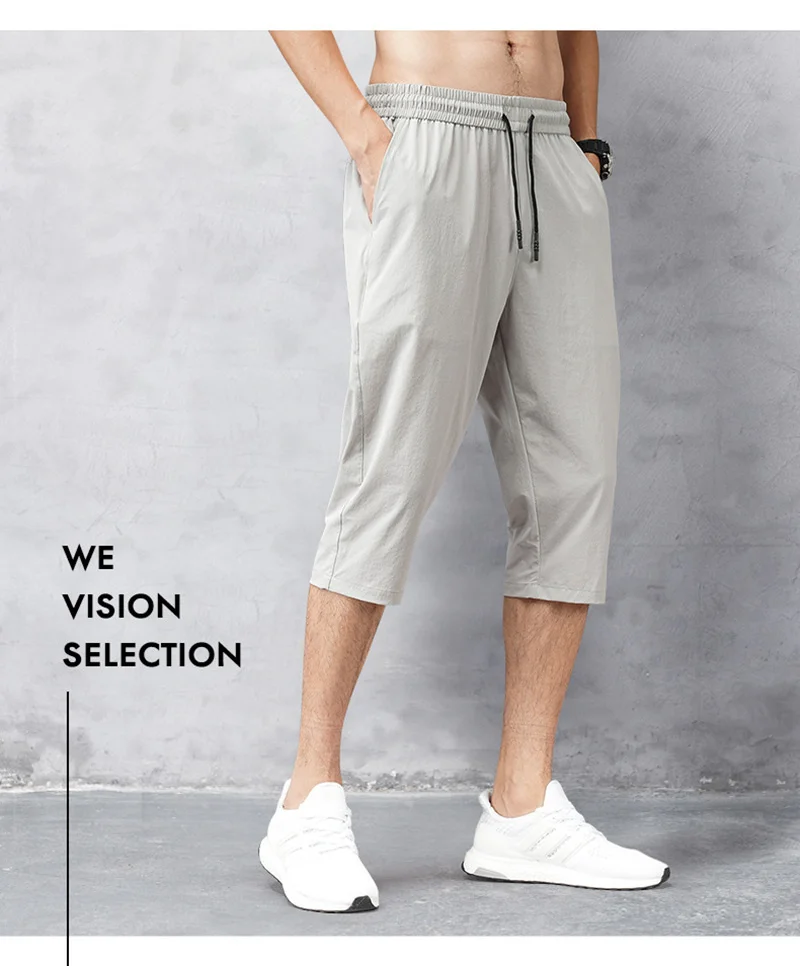 

Summer shorts 2021 thin nylon pants 3/4 male length shorts Fast drying board black beach long male shorts