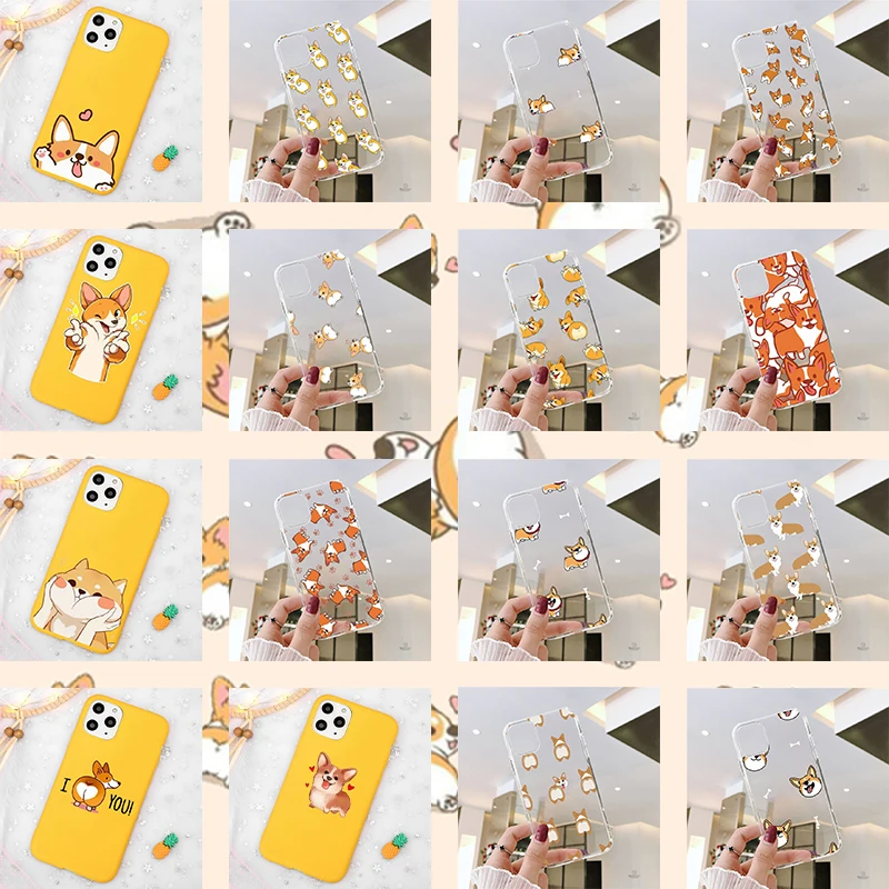 

Corgi Cute cartoon dog Phone Case Transparent for iPhone 11 12 mini pro XS MAX 8 7 6 6S Plus X 5S SE 2020 XR