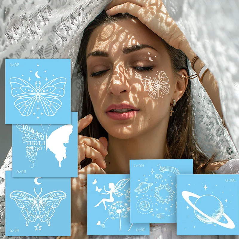 

Водостойкая маленькая белая водостойкая тату-наклейка, 60 х60 мм