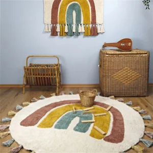 rainbow tassel rugs kids room floor carpet thick girl boy room rugs anti slip mat bedroom bedside children game crawling mat free global shipping