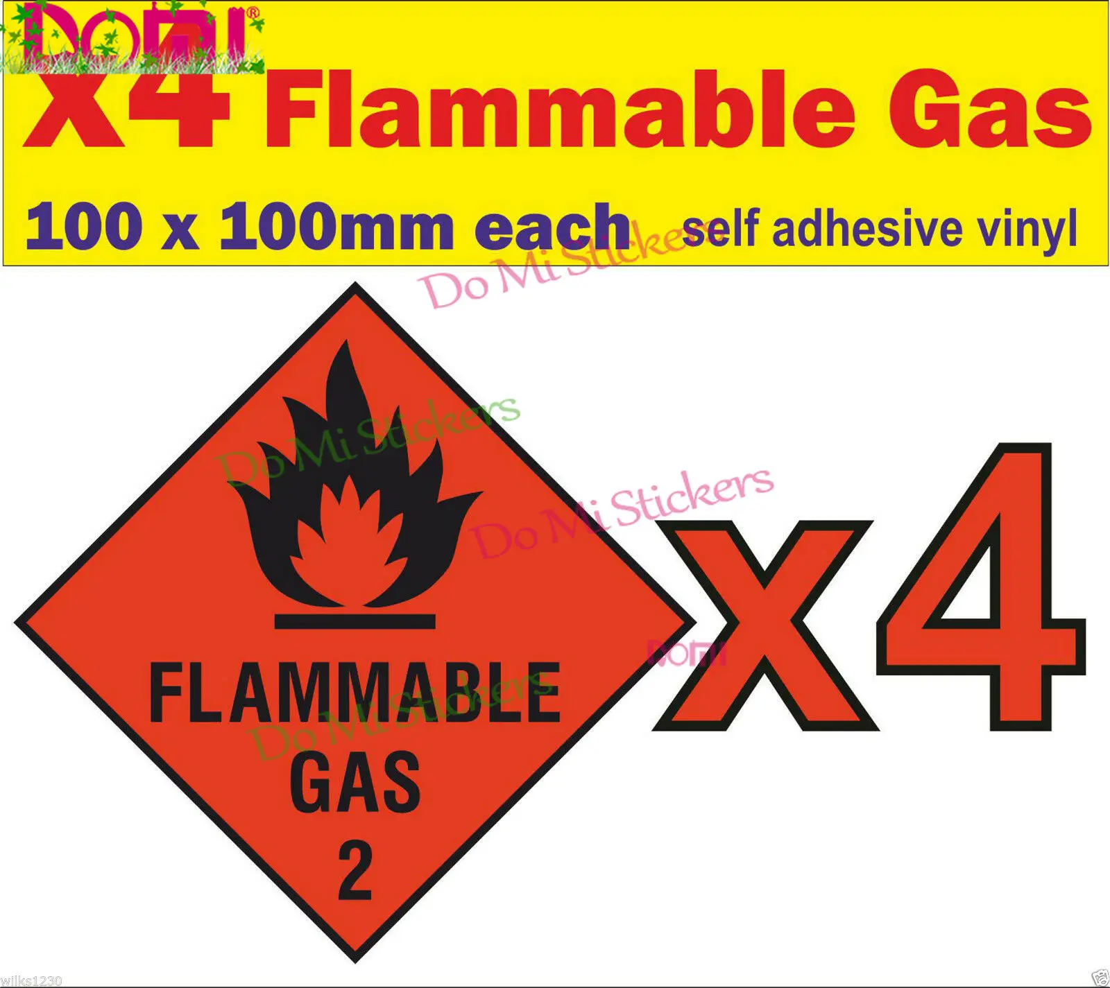 

4x Flammable Gas Stickers Caravan Boat Car Van Warning Symbol Decal Mobile Home Die-Cut Waterproof PVC