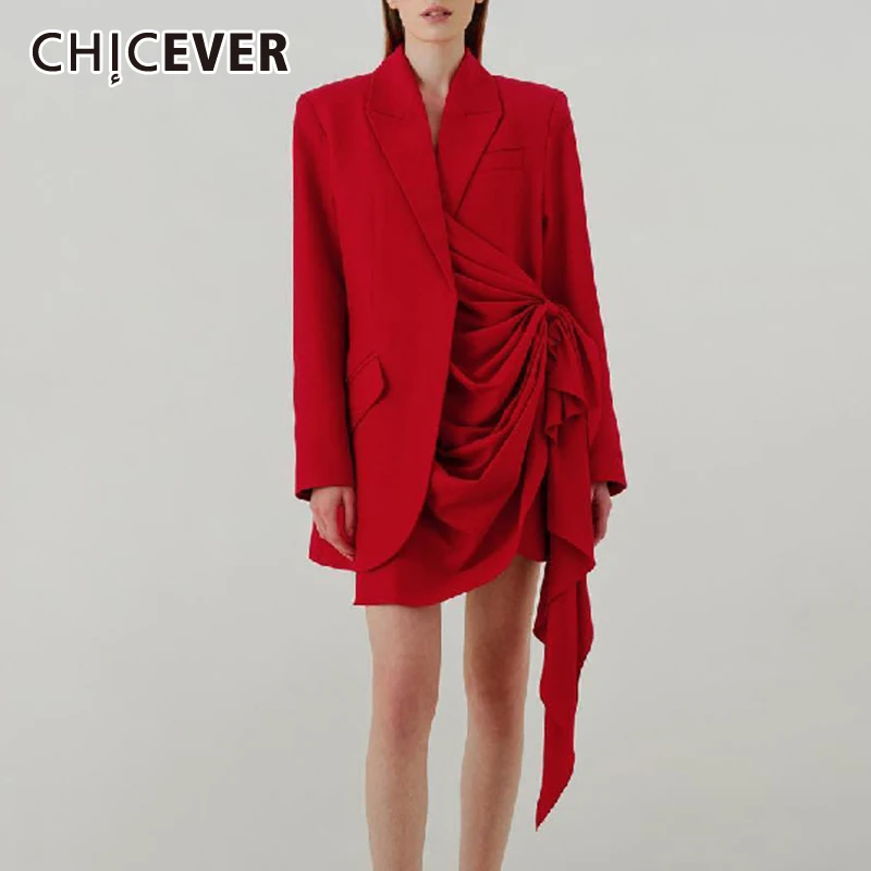 

Блейзер CHICEVER женский с асимметричным подолом, дизайнерский пиджак с отложным воротником и длинными рукавами, на шнуровке, с оборками, больш...