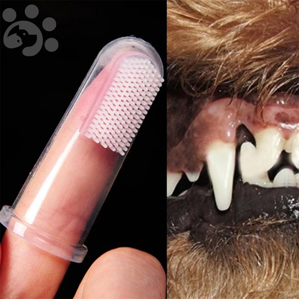 Супер мягкая надеваемая на палец зубная щетка для домашних животных собаки Тедди